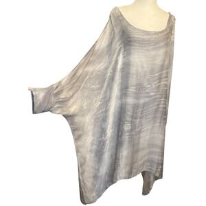 Aquavita Silk Gray‎ White Dress Lightweight Comfy Casual Midi One Size